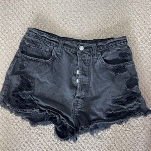 Abercrombie & Fitch Charcoal Distressed Jean Shorts